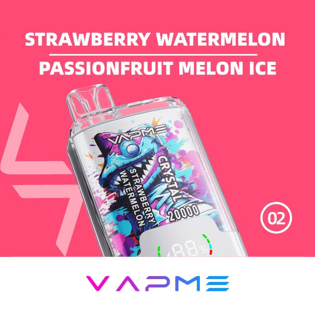 VAPME Crystal 20000 Puffs Double Flavour Digital Screen 20k 2% Low Nicotine Bulk Buy Wholesale Rechargeable Disposable Vapes Pen