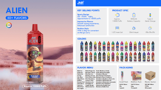 JNR Alien 10000 puffs Disposable E Cigarettes vape  850mah 2% 5%  48 Flavors 10K puffs
