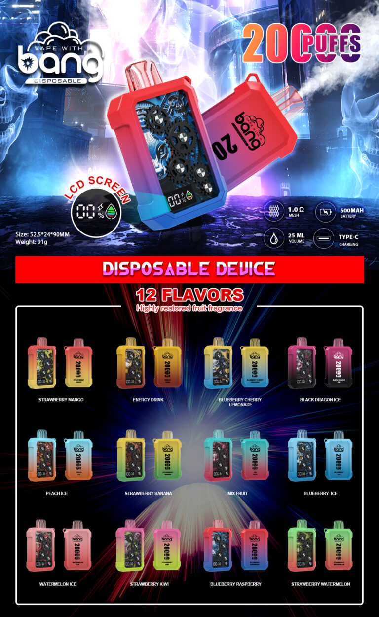 Bang King Double Crystal 20000 Puffs Vape 20K Disposable Vape Pen E Cigarette Prefilled-500mAh Battery, 25ml E-liquid, Multiple Nicotine 12 Flavors
